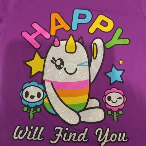Purple Long Sleeve Happy Will Find You T-Shirt - Picture 8 of 8